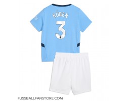 Manchester City Ruben Dias #3 Replik Heimtrikot Kinder 2024-25 Kurzarm (+ Kurze Hosen)